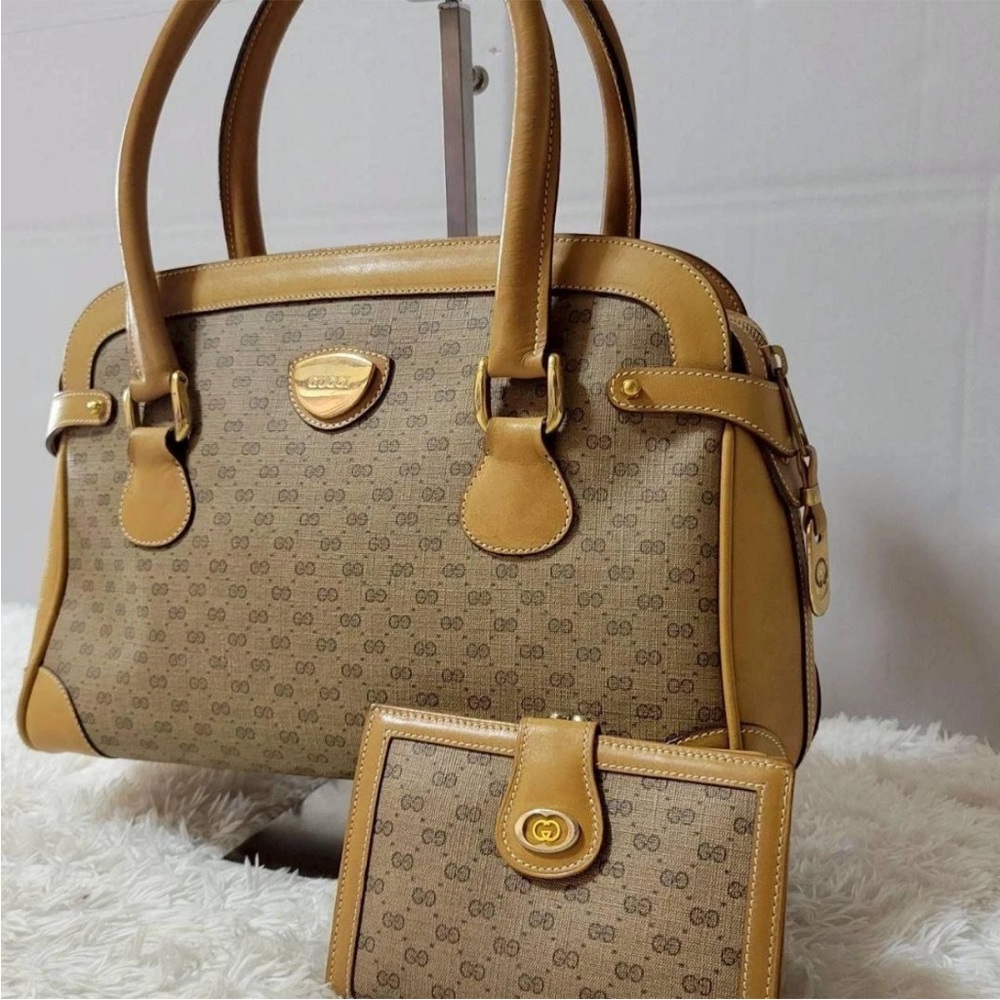 Gucci Tan and Brown Satchel Bag with Wallet - Picture 1 of 16